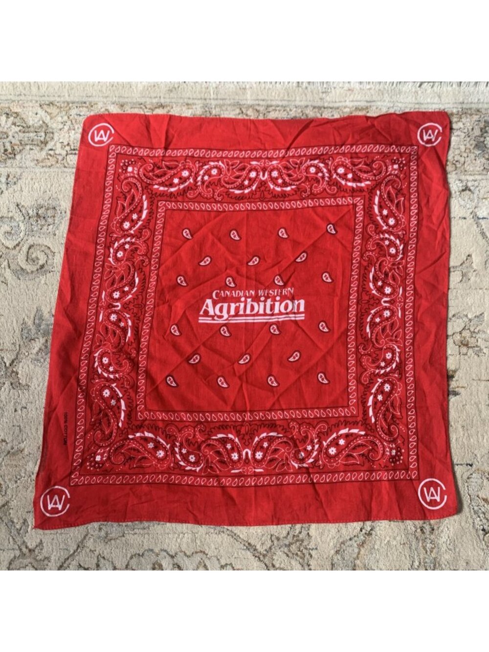 Canadian Western Agribition Red Bandana 100% Cotton CWA Western Rodeo Souvenir